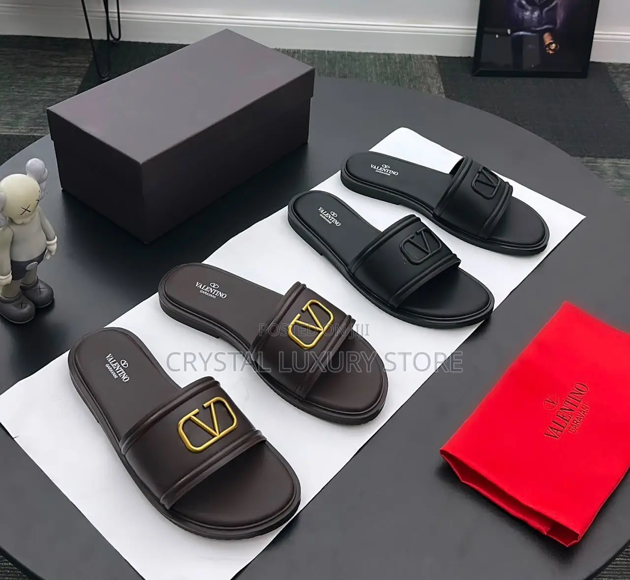 Valentino Garavani Quality Luxury Men Genuine Leather Pams