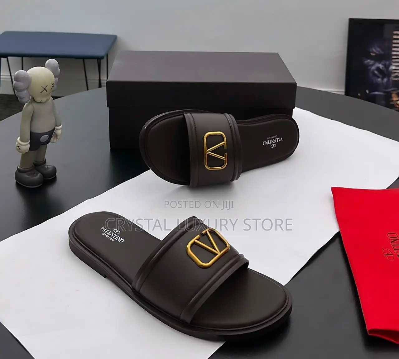 Valentino Garavani Quality Luxury Men Genuine Leather Pams