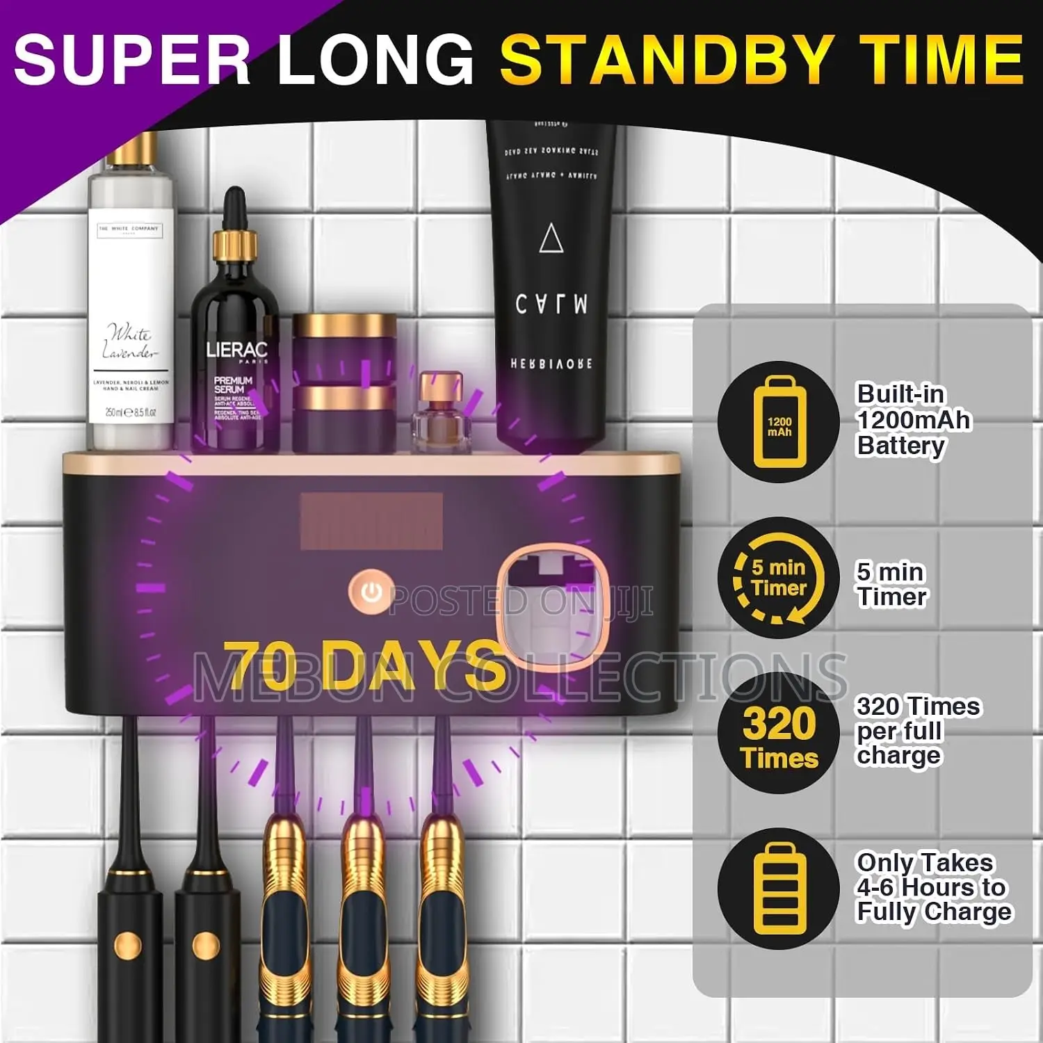 Toothbrush Holder, Sterilizer and Toothpaste Dispenser