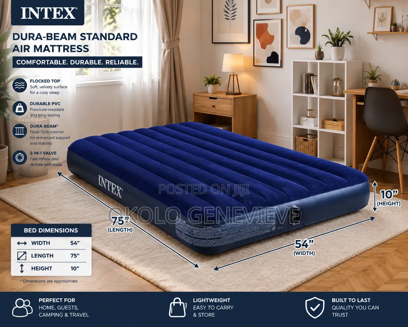 Double Durabeam Airbed With Manual Pump