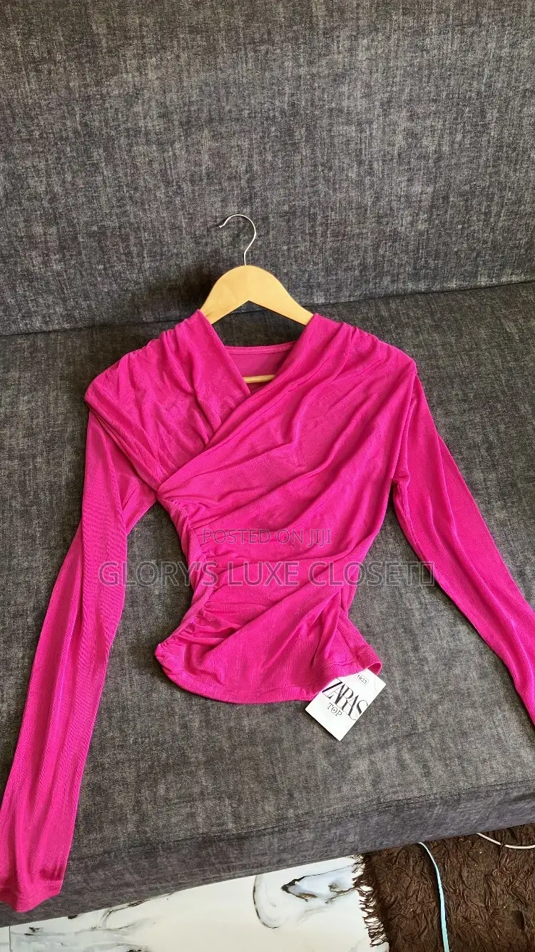Long-Sleeve Ruched Wrap Top