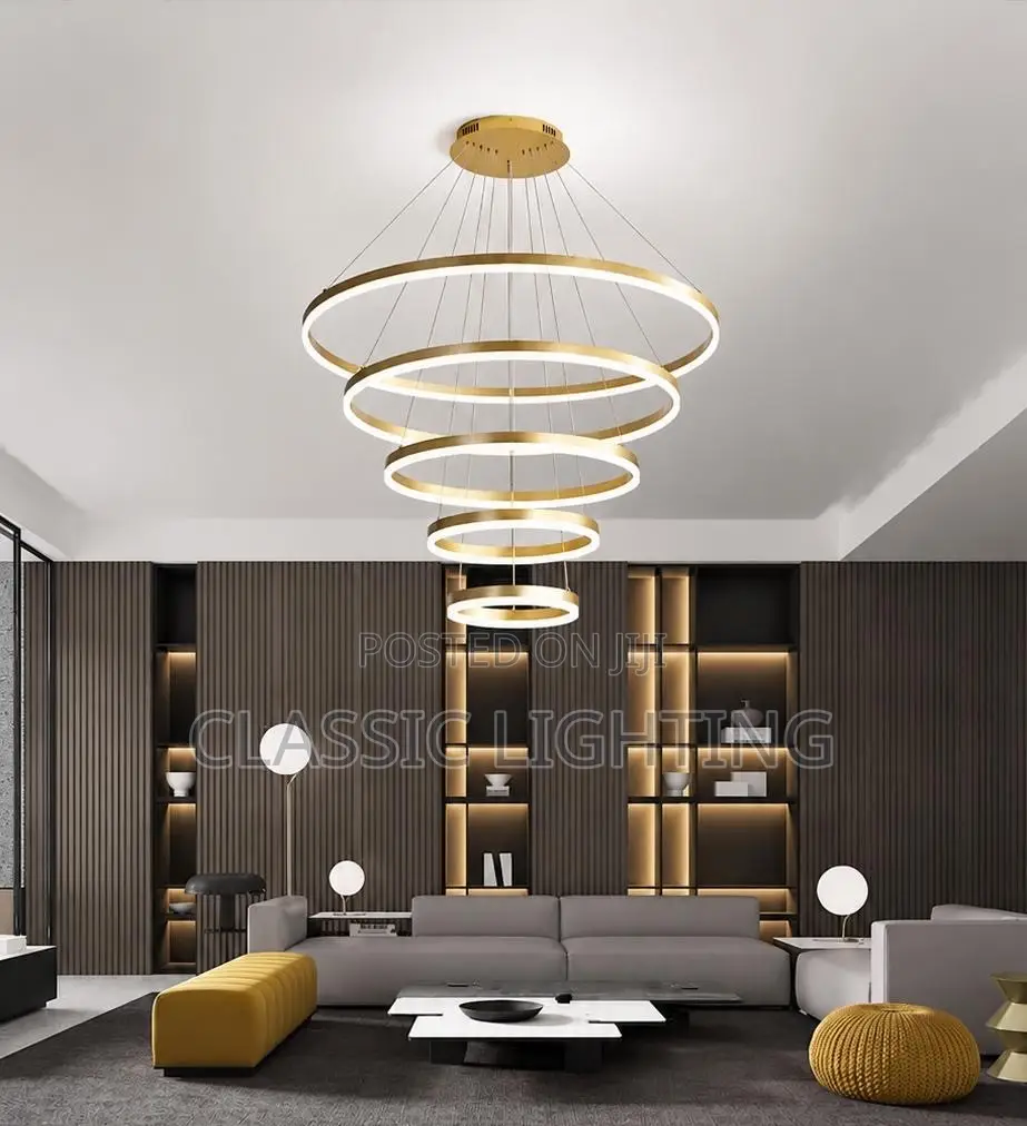 Modern 5 Round Ring Led Ceiling Chandeliers for Living Dining Room