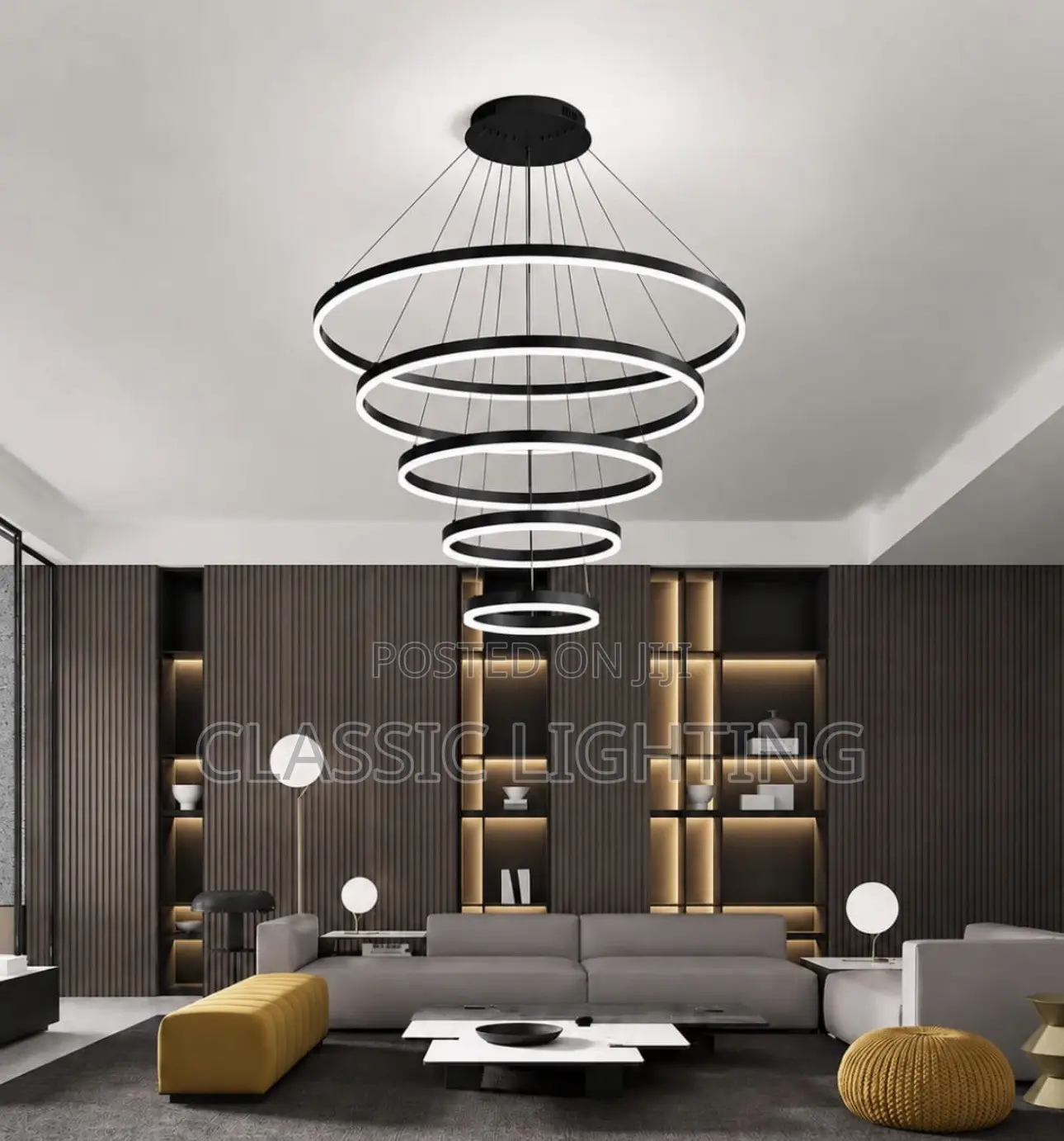 Modern 5 Round Ring Led Ceiling Chandeliers for Living Dining Room