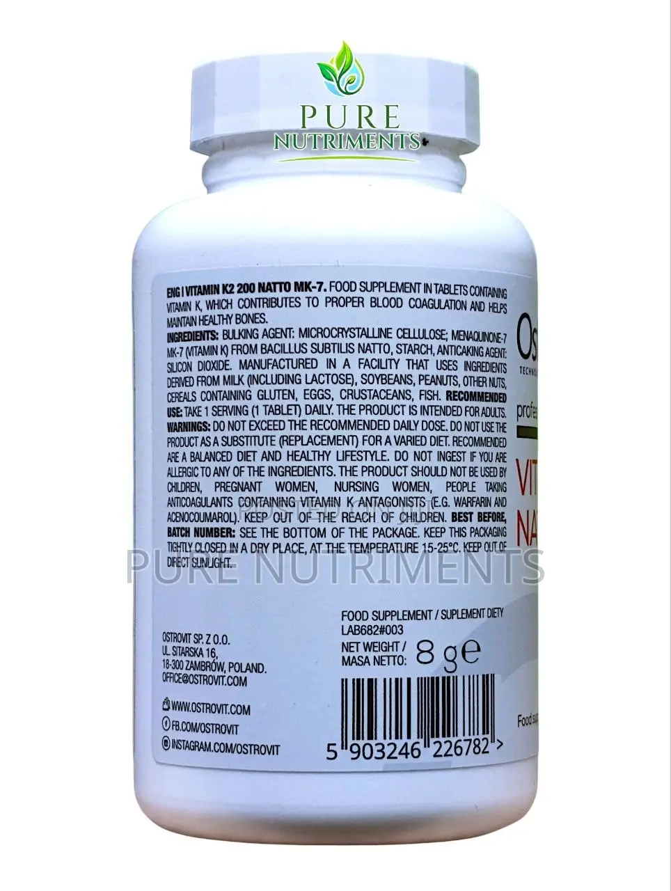 OstroVit Vitamin MK-7 200mcg 90 Tablets_ Bone Heart Health Support