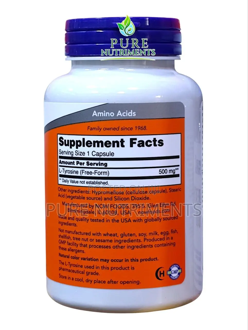 NOW L-Tyrosine 500mg 120 Capsules_ Focus Mental Support
