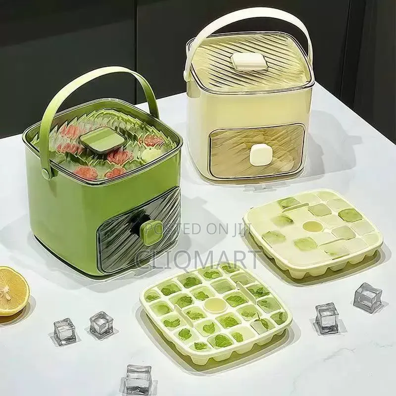 Portable Ice Bucket With Scoop Drain – Ice Cube Container W/Lid