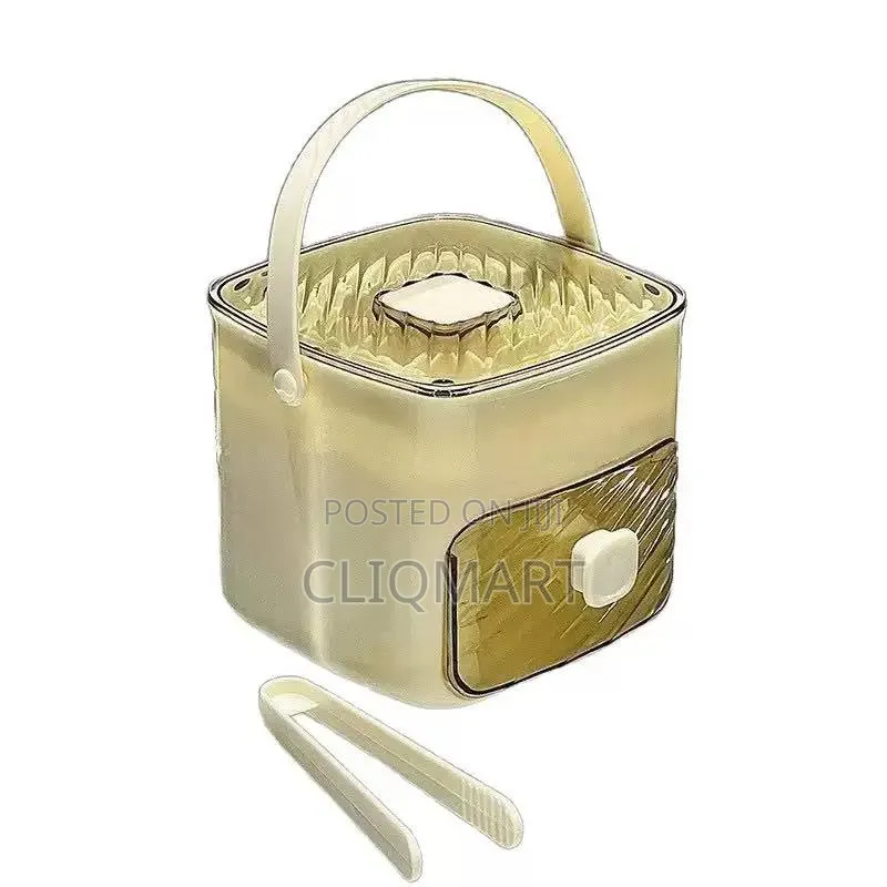 Portable Ice Bucket With Scoop Drain – Ice Cube Container W/Lid