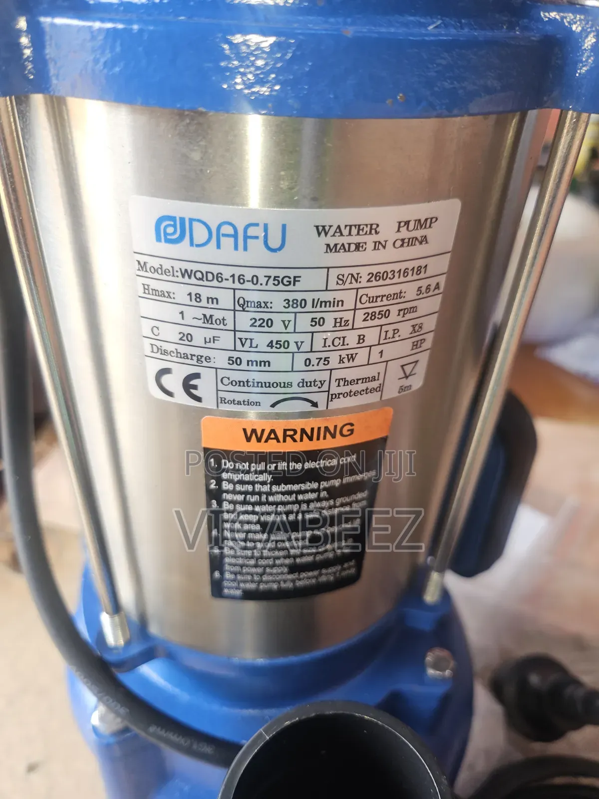 Dafu 1hp Sewage Pump