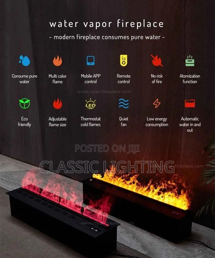 Ultra Thin Recessed 3D Holographic Electric Fireplace Smart Fireplace