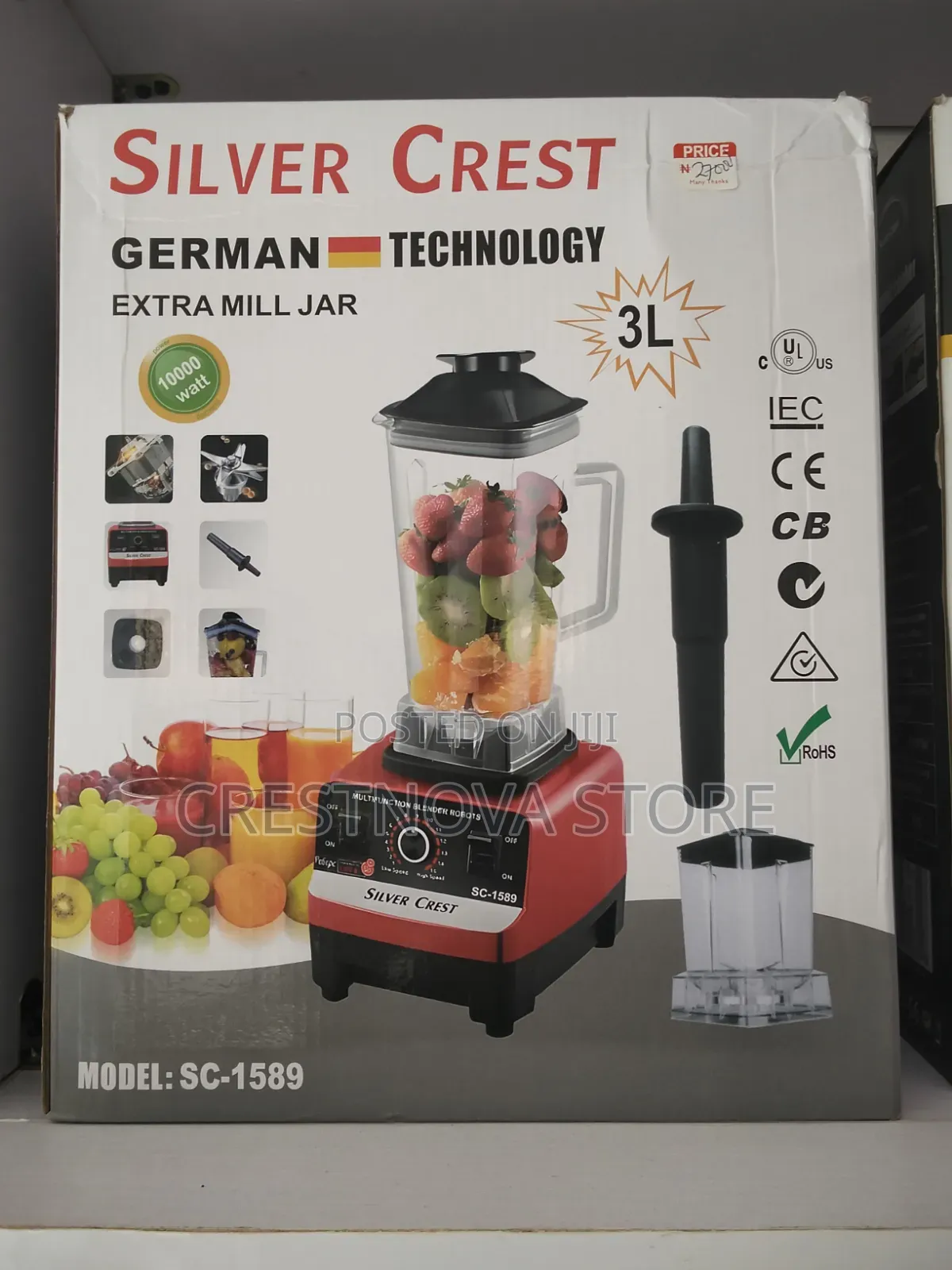 SILVER CREST 3L 10000W Motor Dry Grinder Blender With 2 Jar