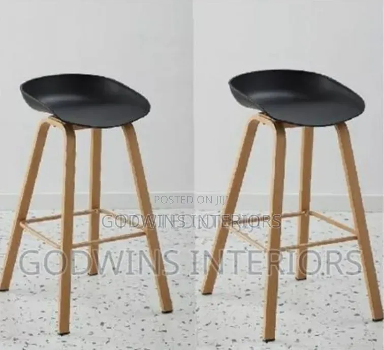 Strong Durable Plastic Bar Stool on Metal Legs(Set of 2)