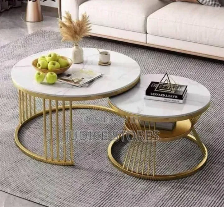 Real Marble Twin Center Table With Gold Legs