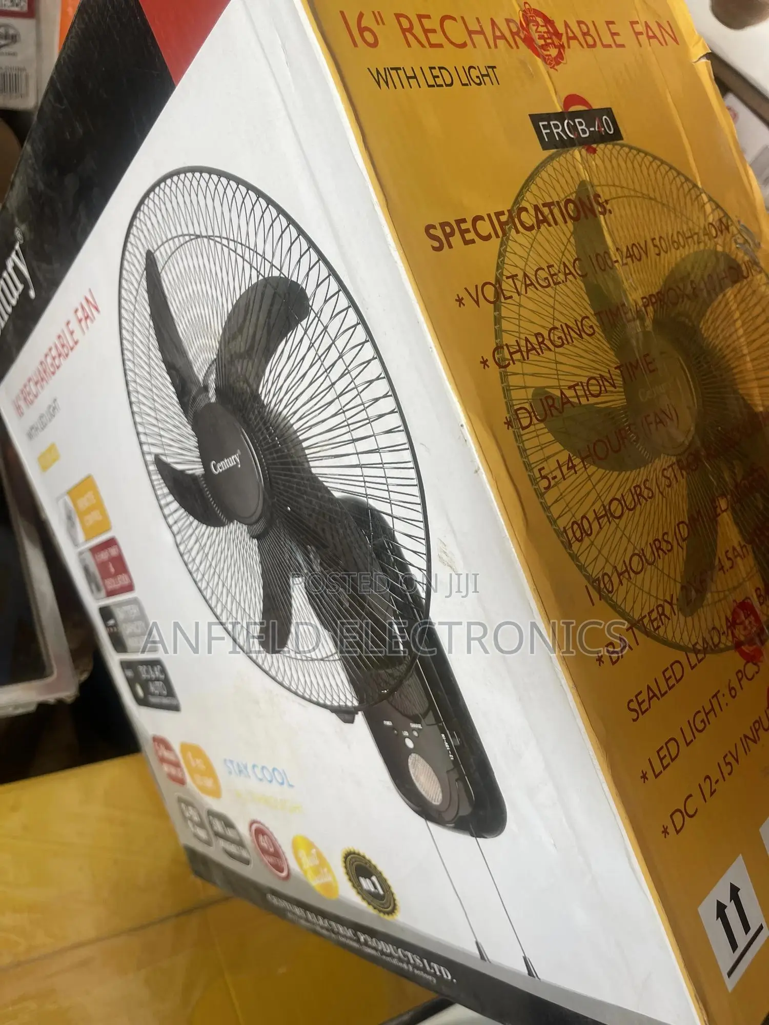 16 Inches Rechargeable Fan With Led Light