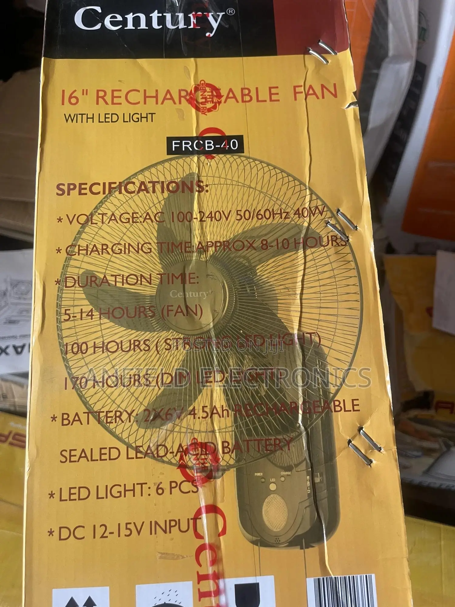 16 Inches Rechargeable Fan With Led Light
