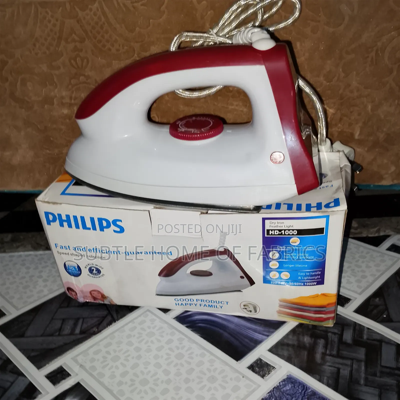 Philips HD-1000W Dry Iron – Speed Shaped Soleplate for Easy Ironing