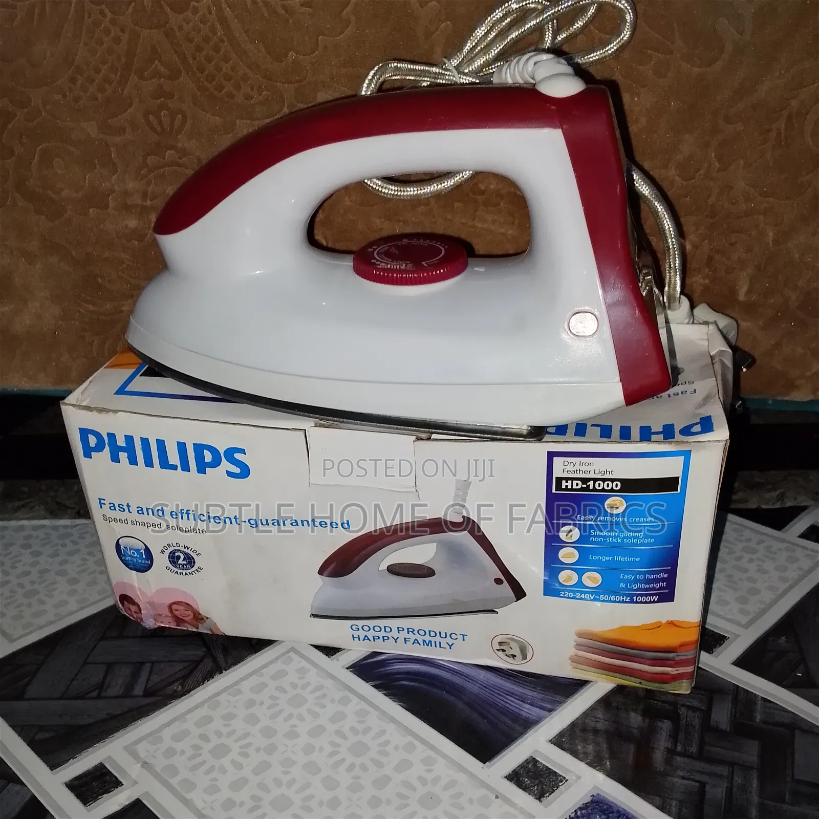 Philips HD-1000W Dry Iron – Speed Shaped Soleplate for Easy Ironing