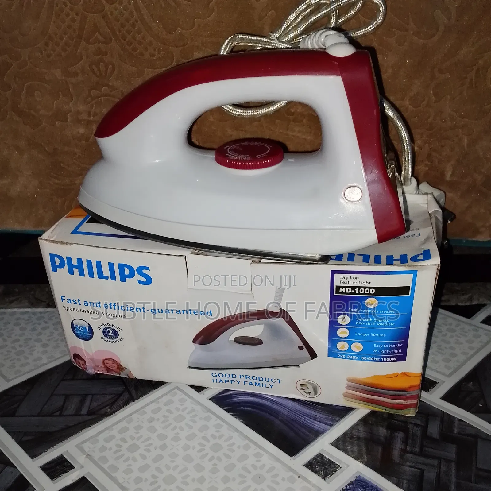 Philips HD-1000W Dry Iron – Speed Shaped Soleplate for Easy Ironing