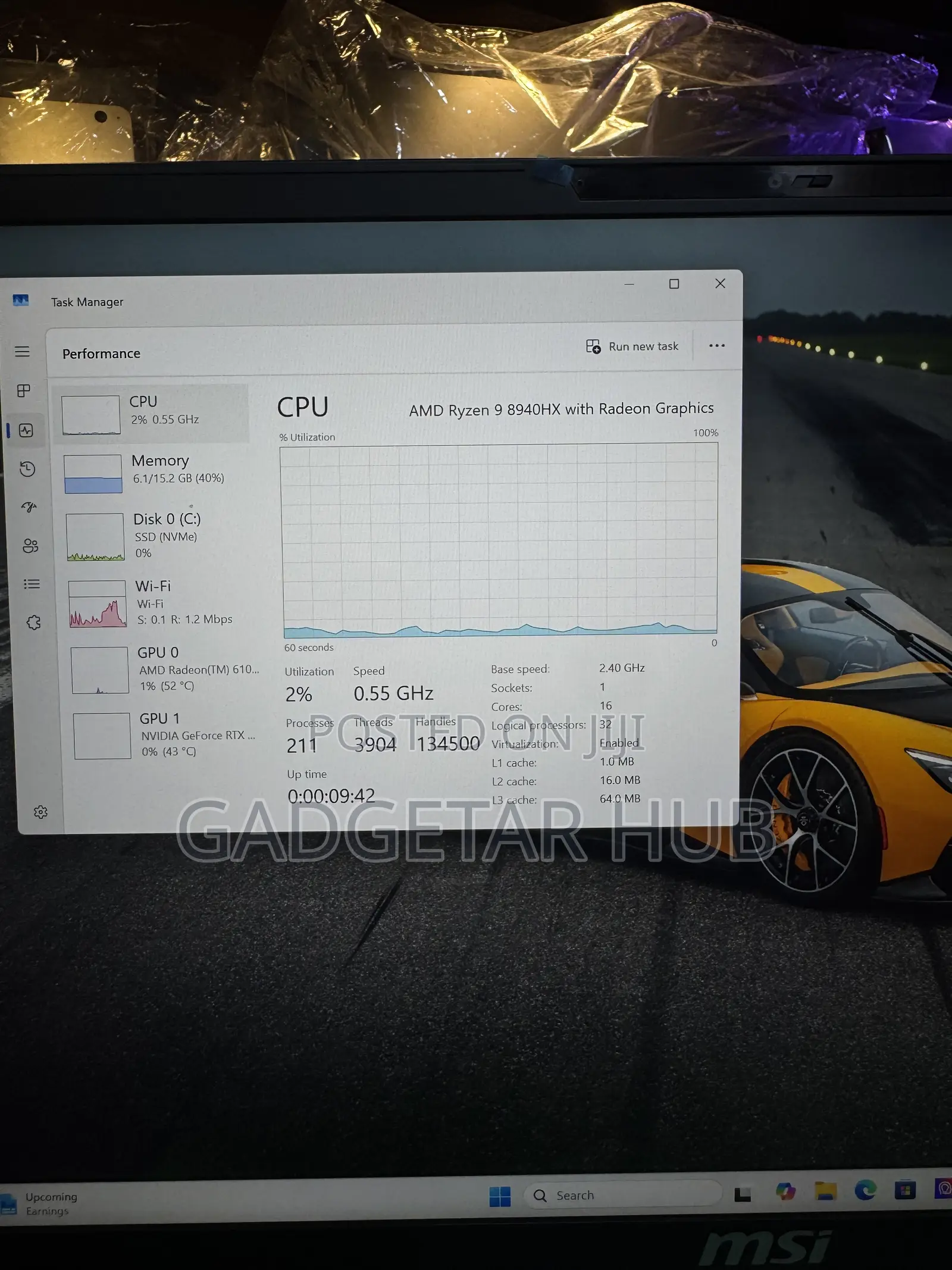 Laptop MSI 16GB AMD Ryzen 9 SSD 1T