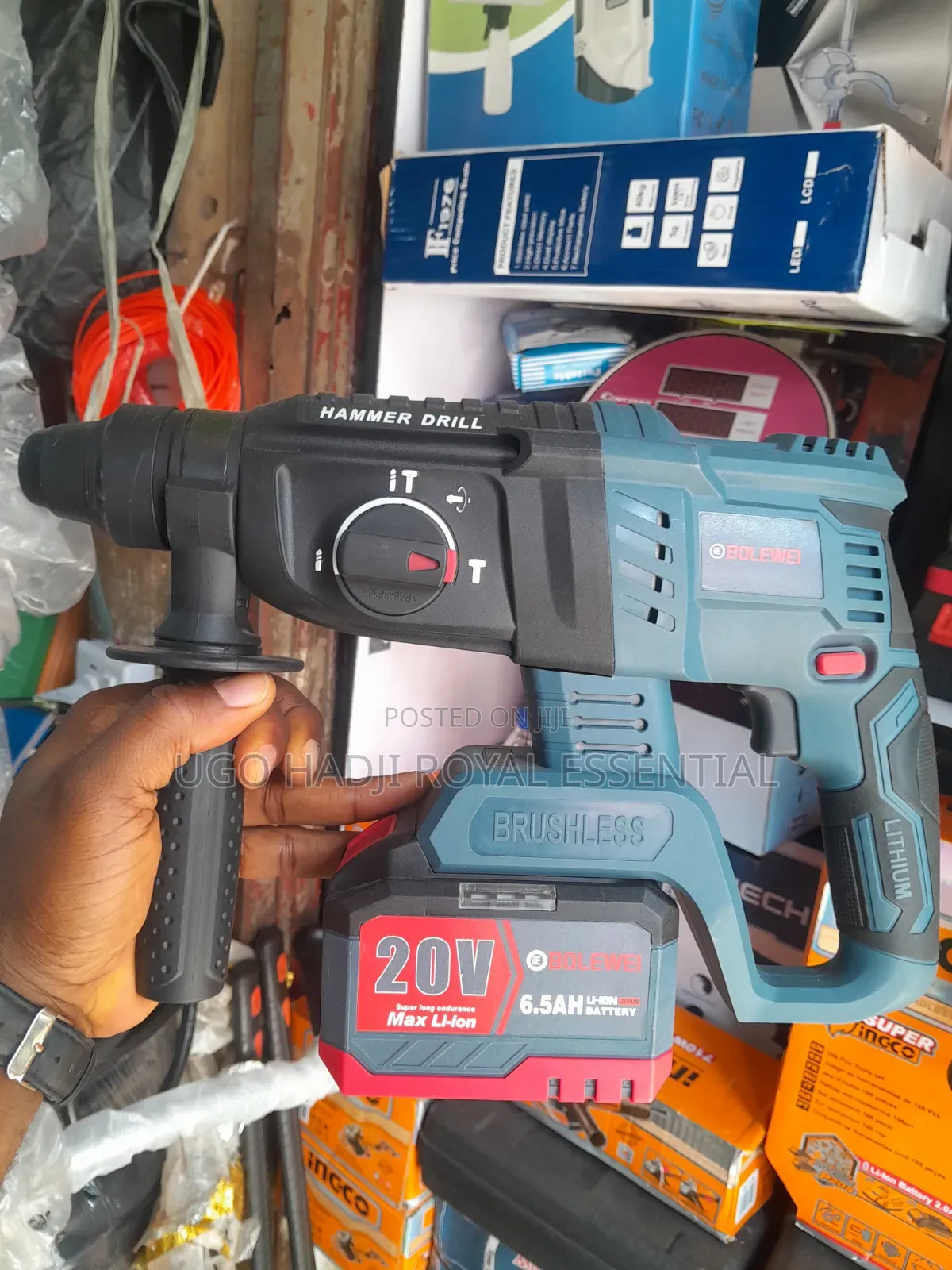 Heavy Duty Bolewei 20V Brushless Hammer Drill With 6.5Ah Battery