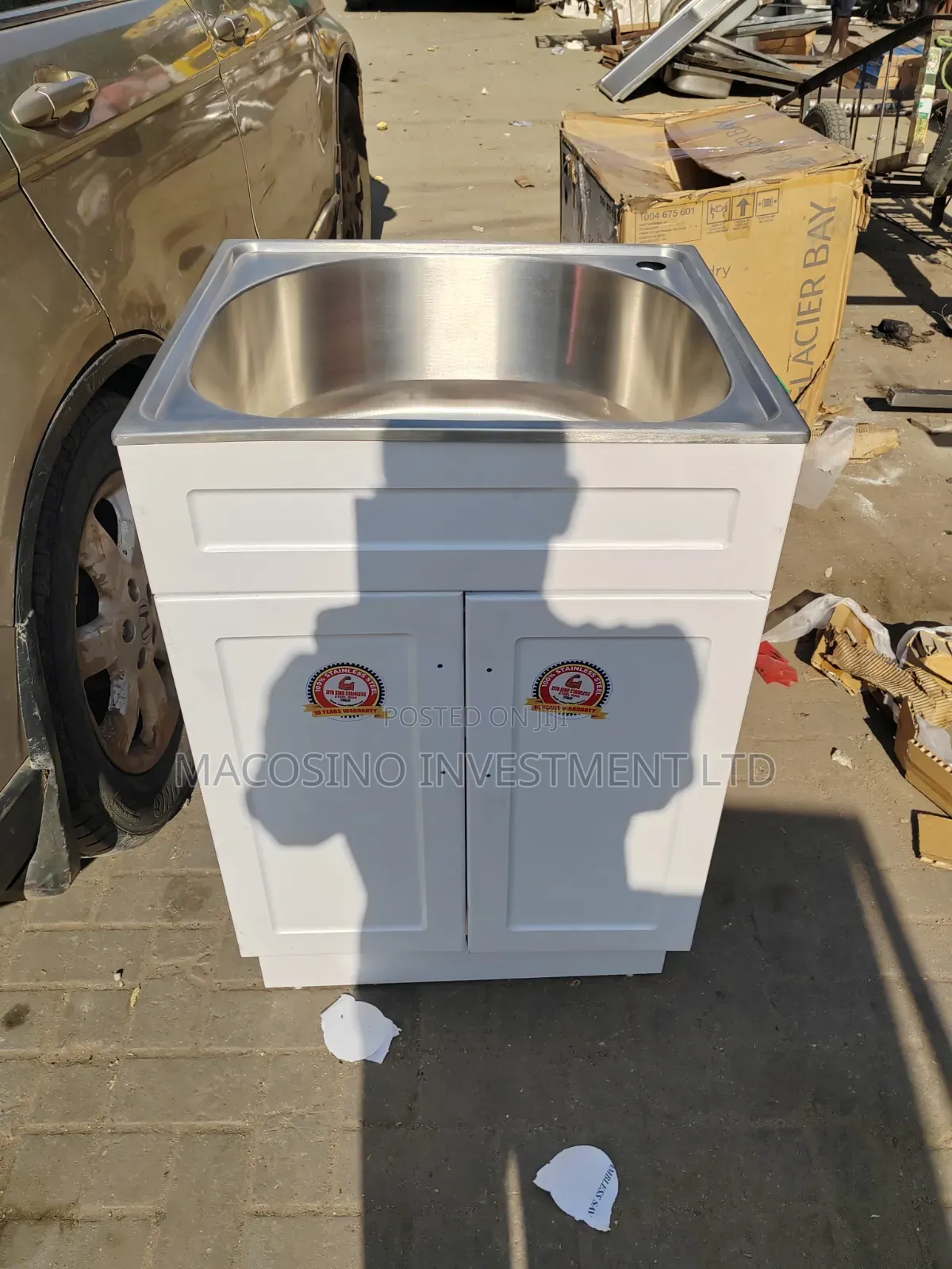 Stainless Steel With Wood Cabinet for Laundry