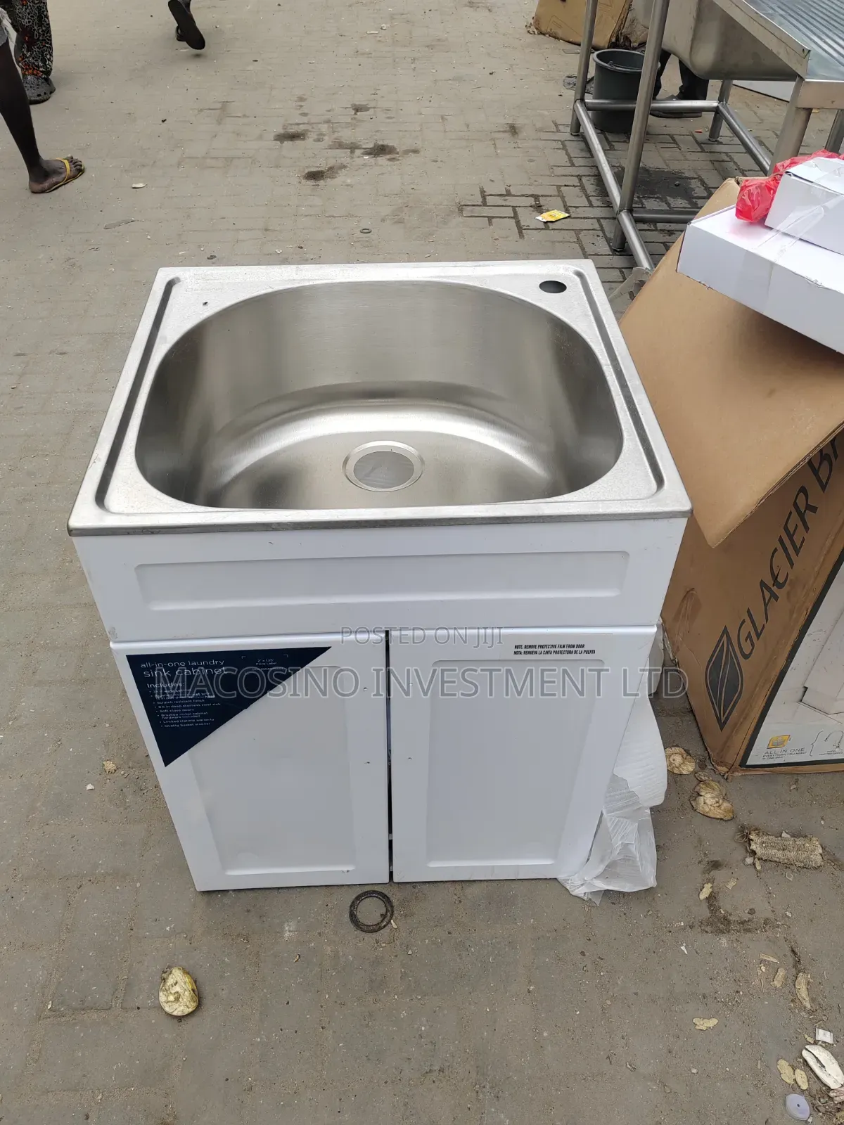 Stainless Steel With Wood Cabinet for Laundry