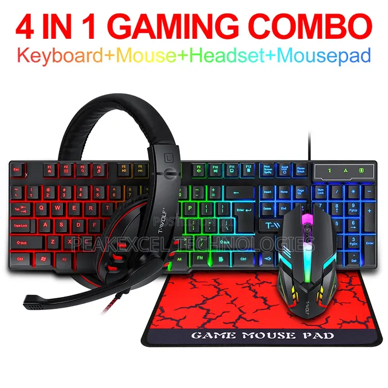 Gaming Four-Piece Gaming Combo Mouse Keyboard 4-Color