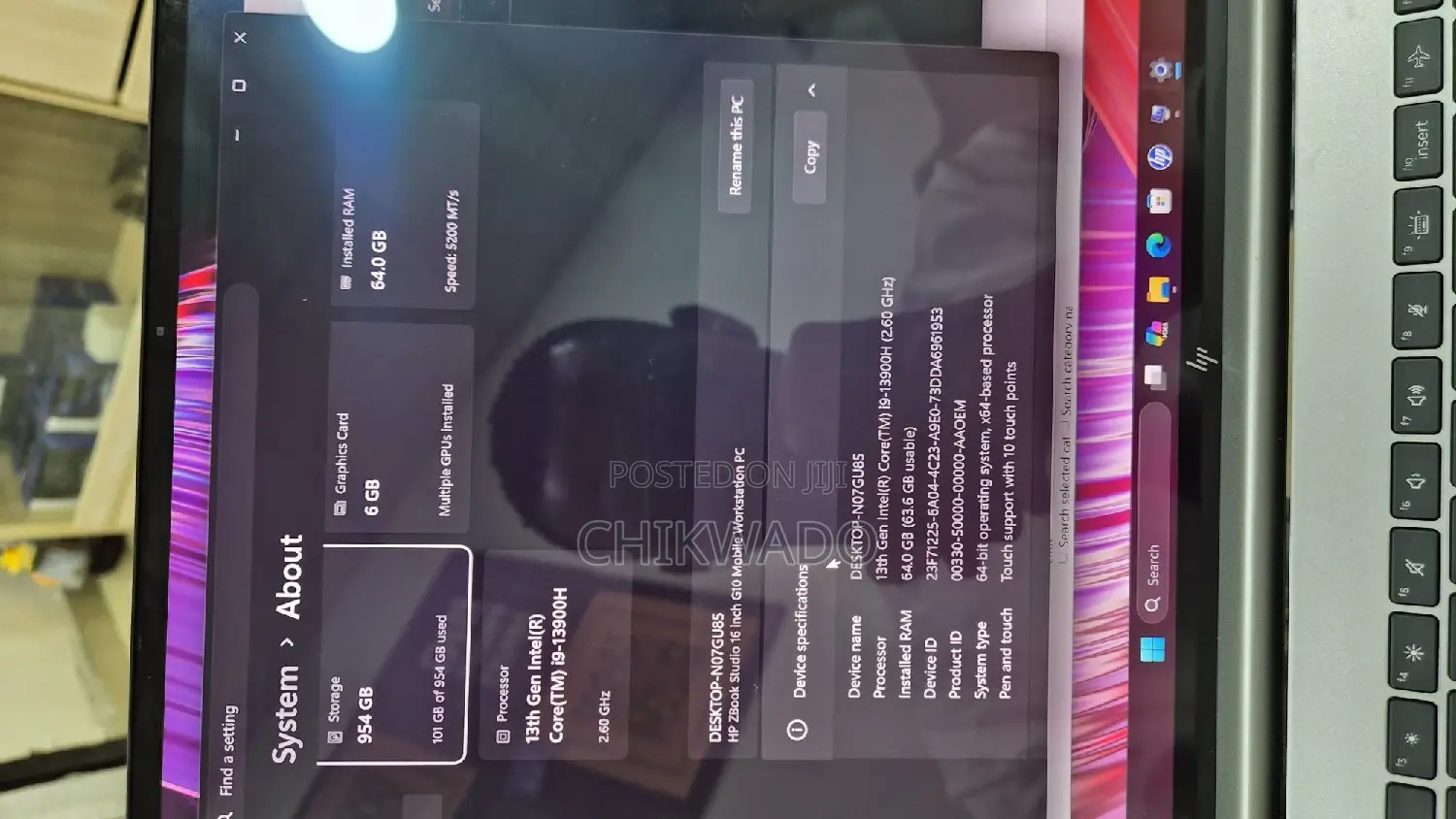 Laptop HP ZBook Studio 64GB Intel Core i9 SSD 1T
