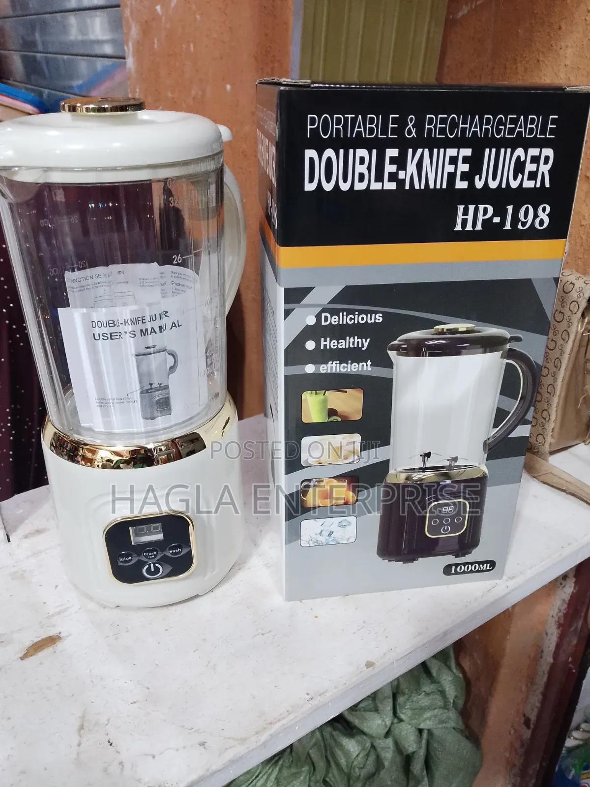 Portable Rechargeable Double-Knife Juicer, Model( 1000ml Capacity)