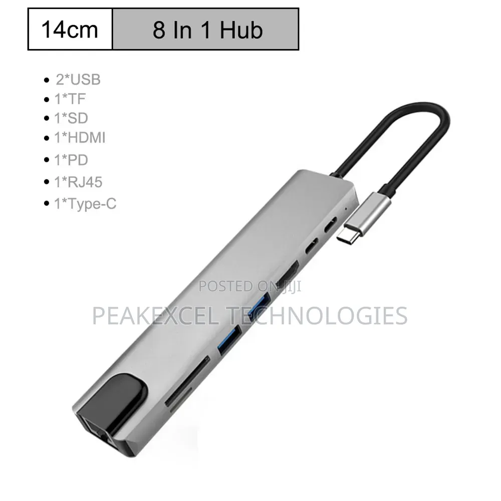 8 in 1 Type C USB-C to HDMI RJ45 Gigabit Ethernet Adapter
