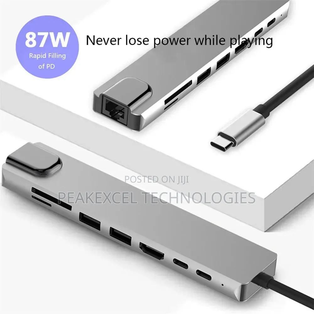 8 in 1 Type C USB-C to HDMI RJ45 Gigabit Ethernet Adapter