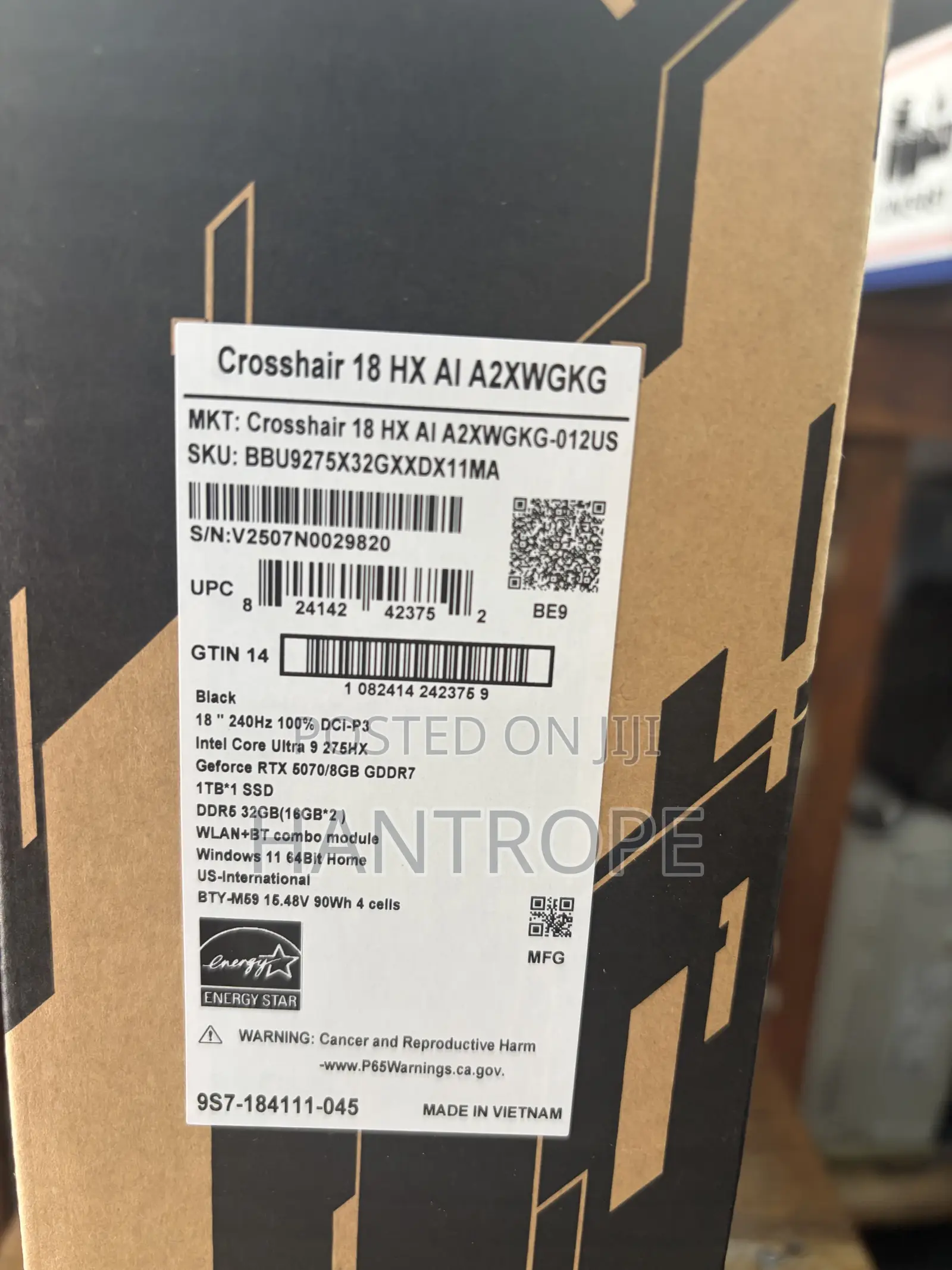New Laptop MSI Crosshair 17 B12U 32GB Intel Core Ultra 9 SSD 1T