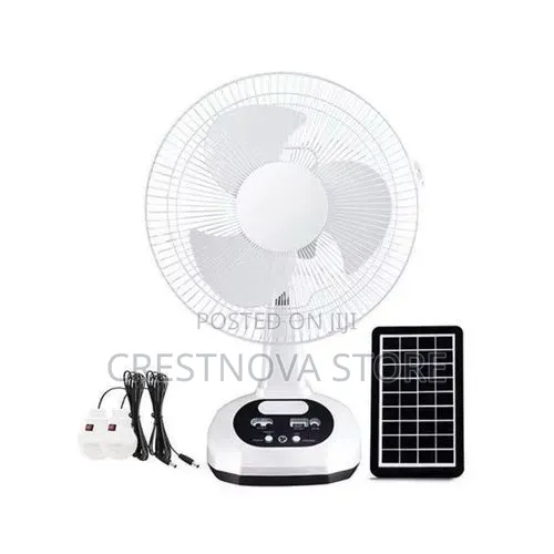 Padex 12 Inches Fan With Solar Panel and Led Bulbs