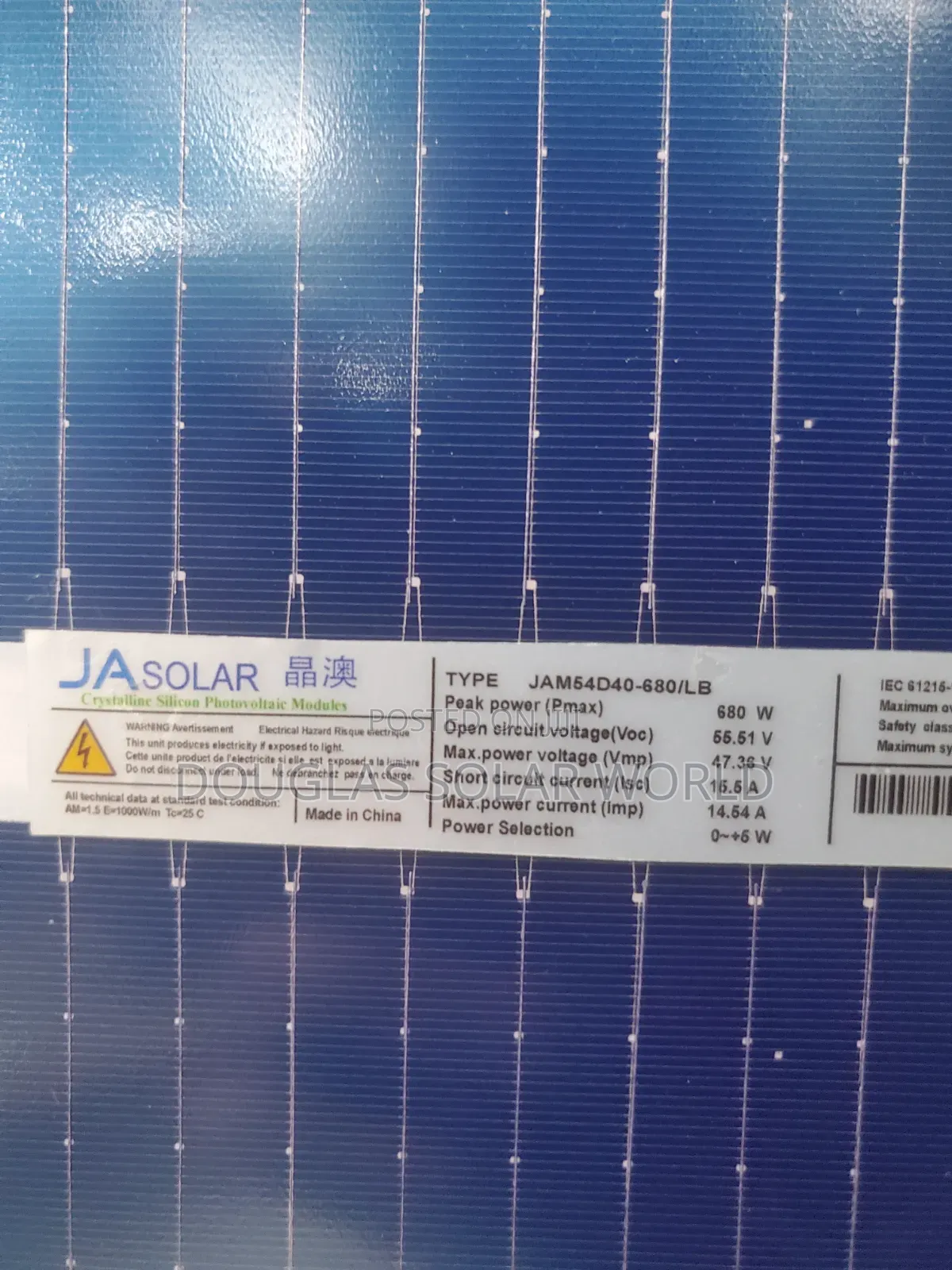 JA Solar 680W Mono Bifacial Solar Panel