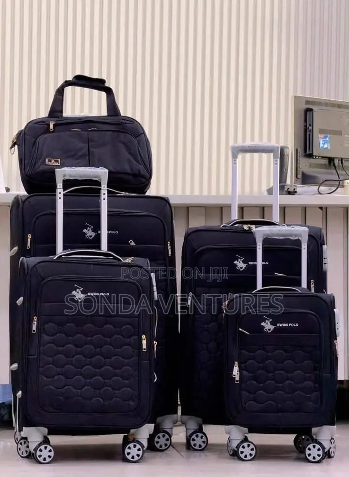 Swiss Polo 5-Piece Soft Shell Trolley Luggage Set.
