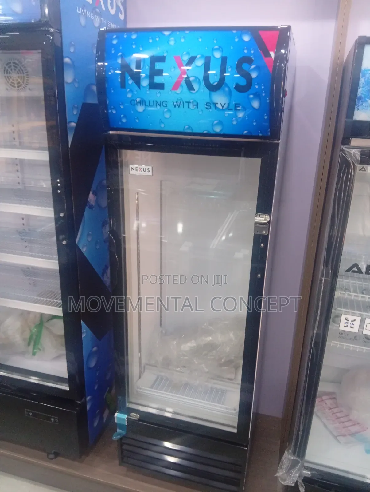 Nexus NX-401 240L Upright Showcase Refrigerator and Display Chiller.