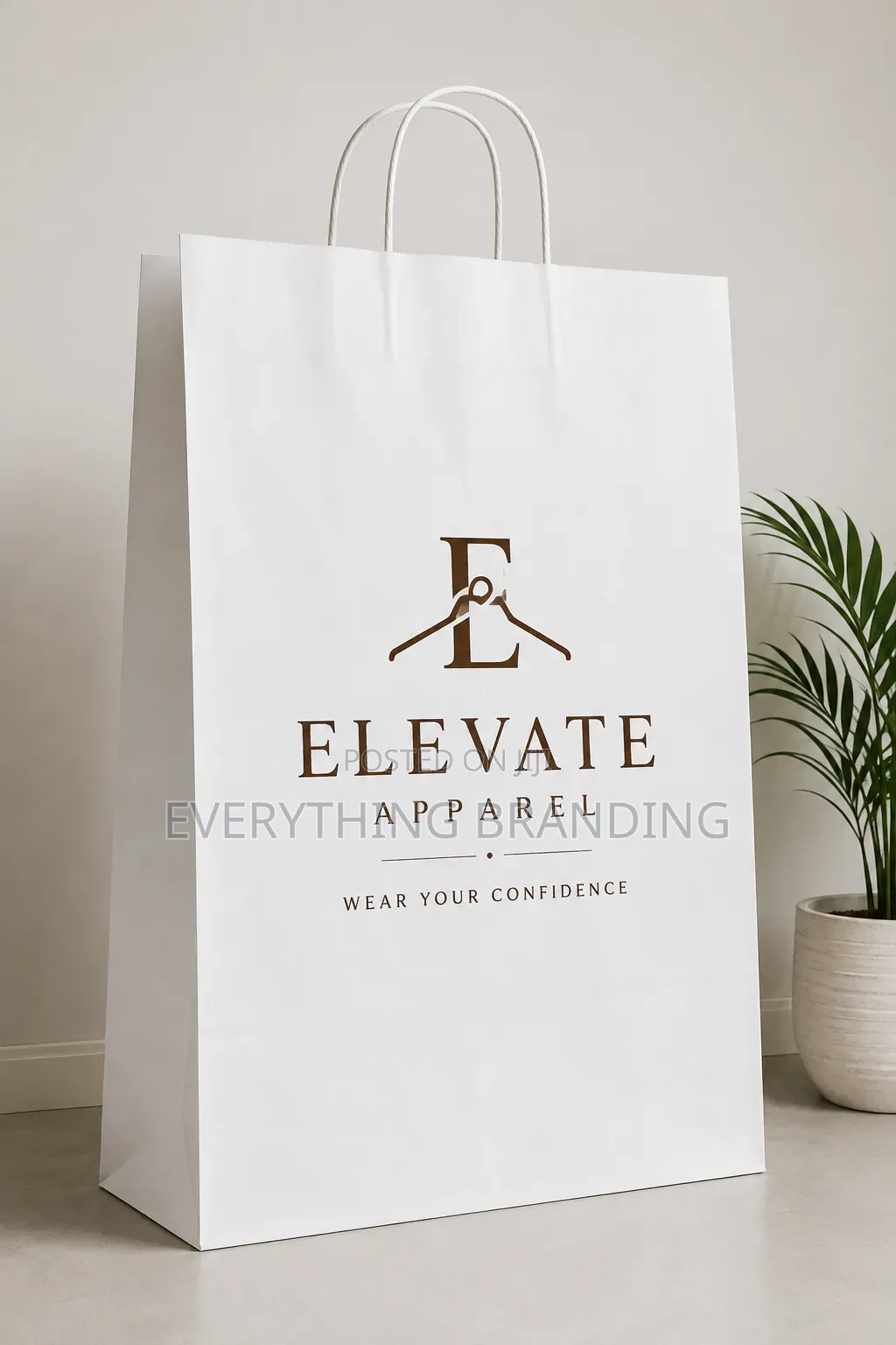 A3 White Kraft Paper Bag for Boutique, Food Shopping
