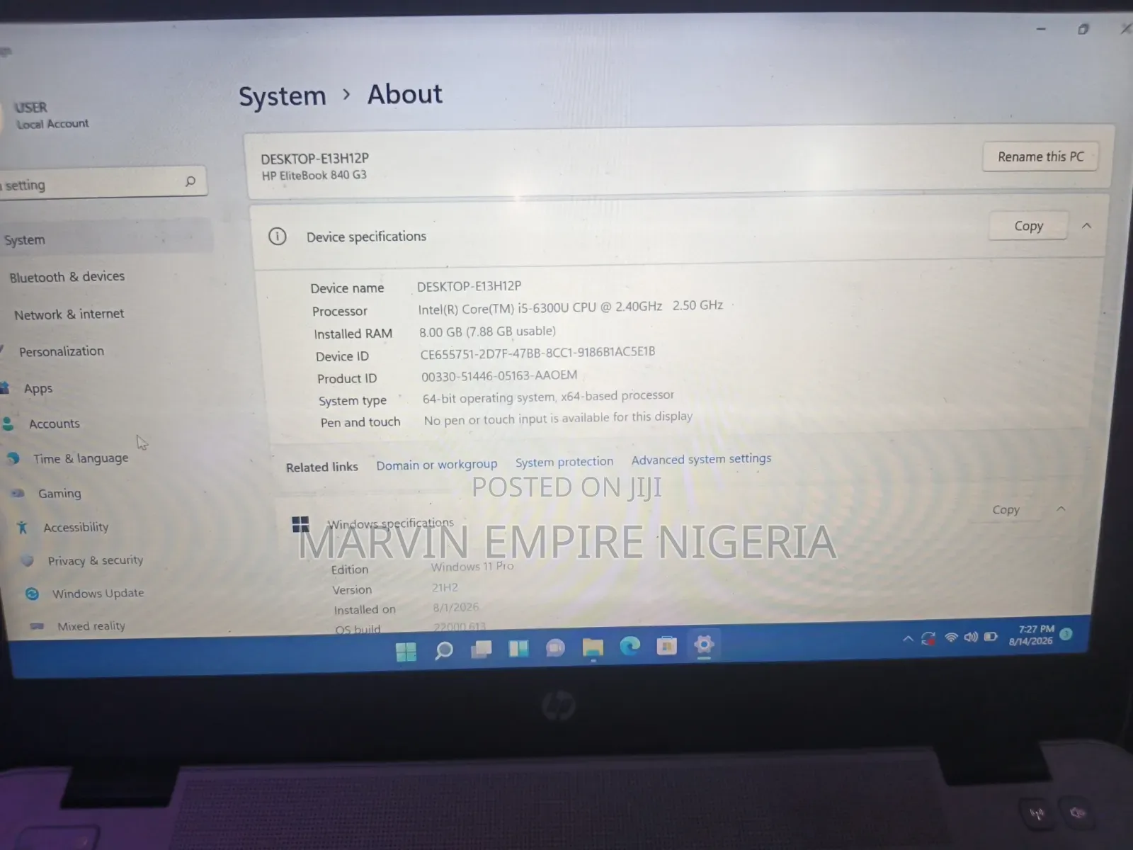 Laptop HP EliteBook 840 G3 8GB Intel Core i5 SSD 256GB