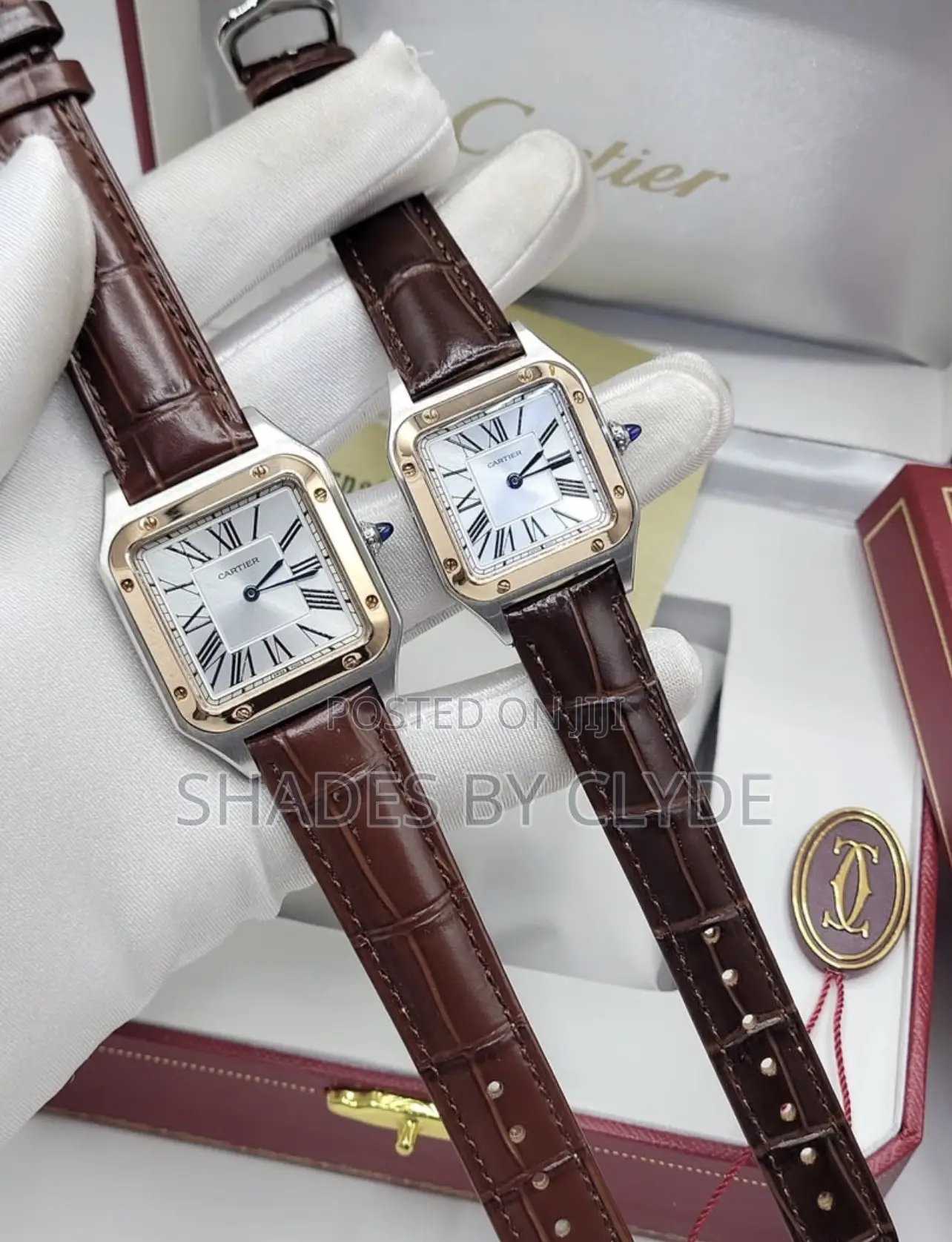 Luxury Cartier Style Watches - Rose Gold Grey Leather**