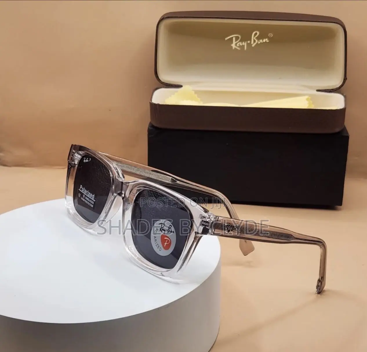 New Ray-Ban Polarized Sunglasses - Clear Frame**