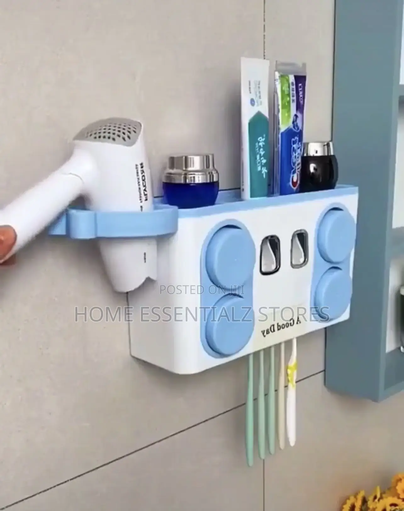 Bathroom Organizer With Dual Toothpaste Dispenser - Toothbrush Holder