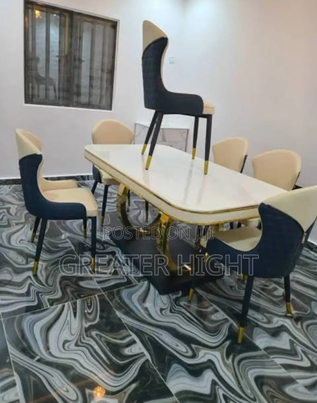 Marble Top Dining Table Set 6 Seater