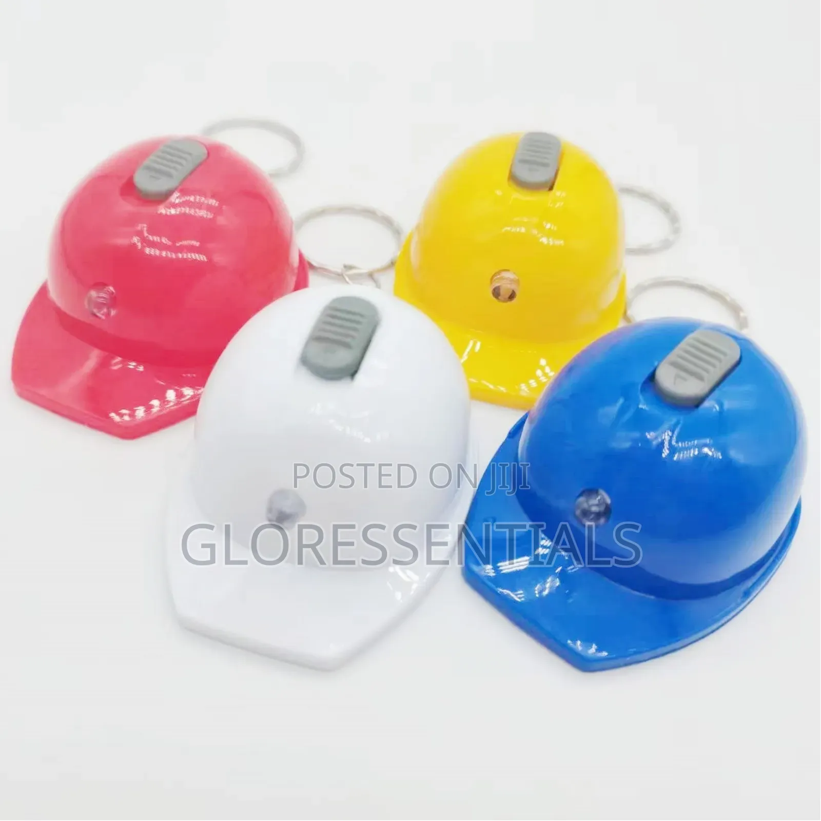 Safety Helmet Keychain With Flashlight and Bottle Opener 12pcs