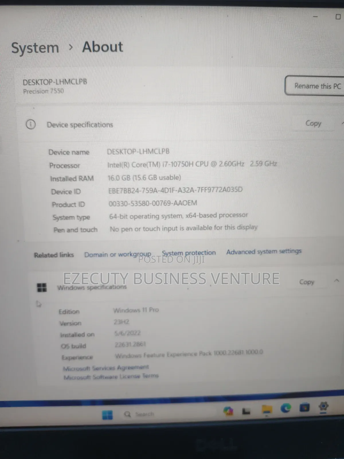 Laptop Dell Precision 7550 16GB Intel Core i7 SSD 512GB