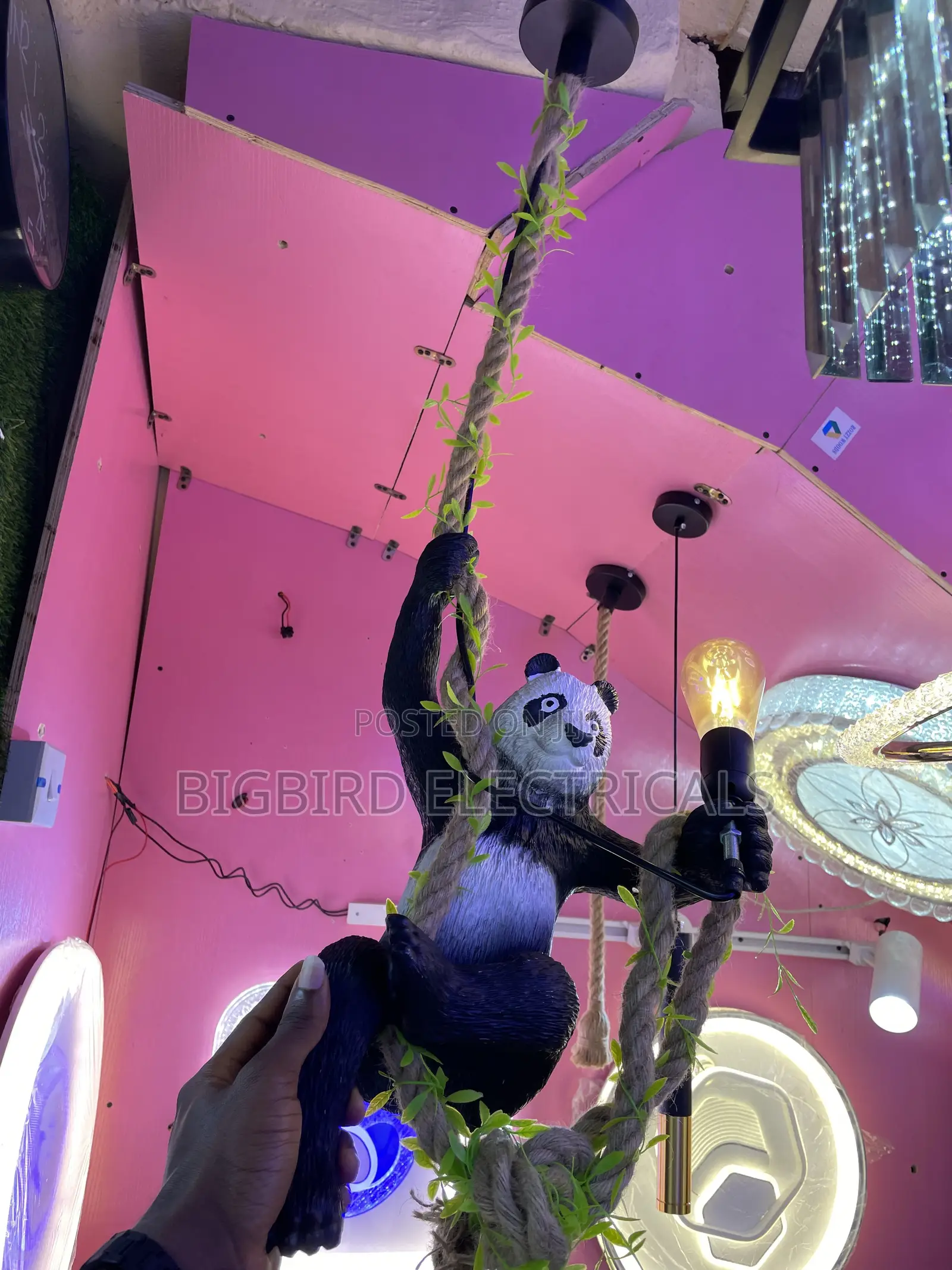 Cute Panda Cartoon Hanging Light - Kids Room, Cafe, Play Area