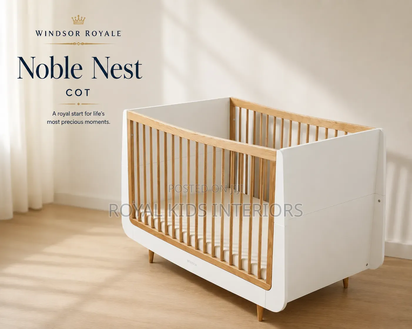 Premium Baby Cot | Noble Nest Wooden Crib | Windsor Royale