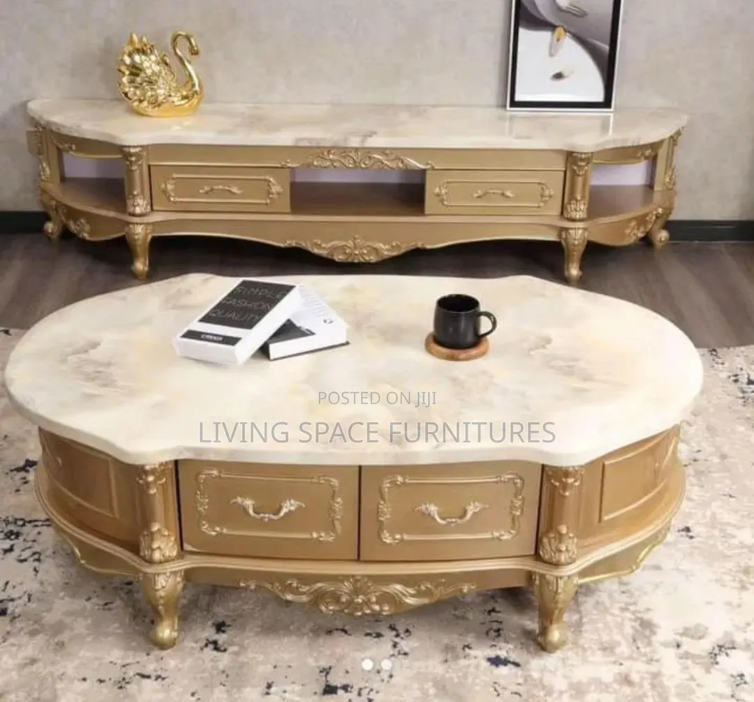Royal Marble Coffee Table With TV Stand