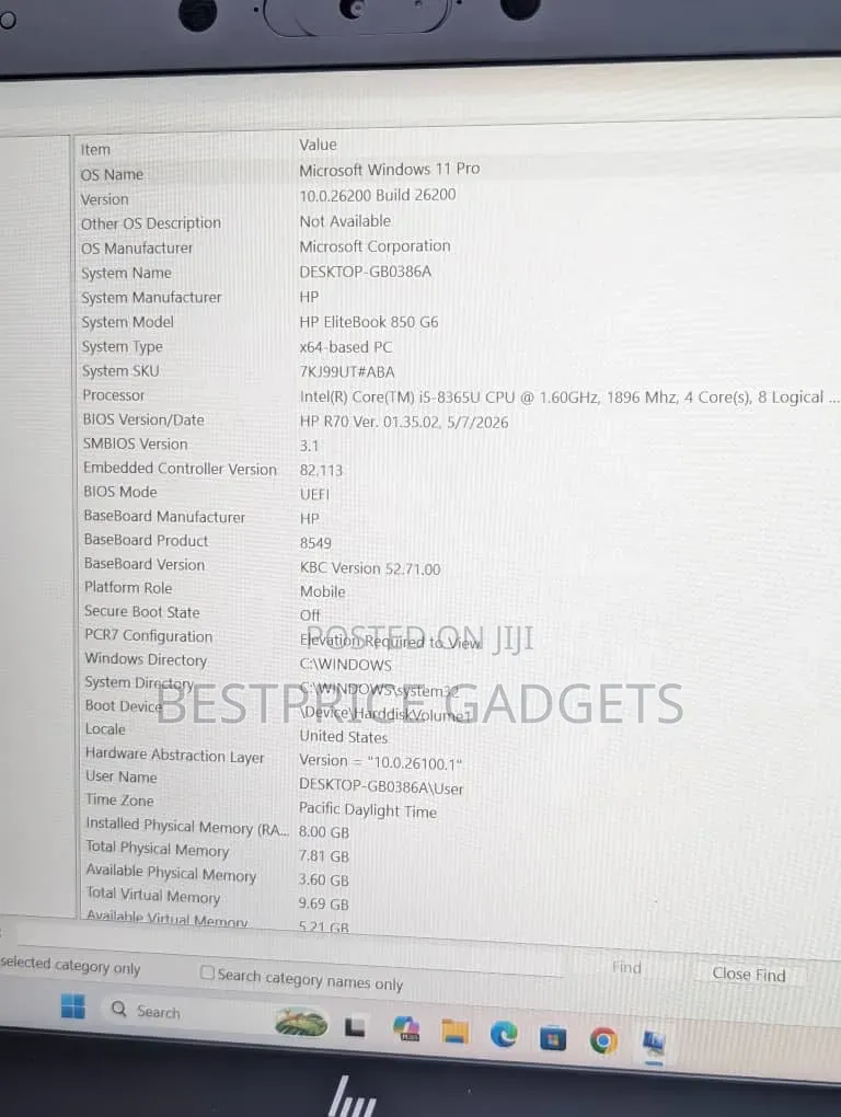 Laptop HP EliteBook 850 G6 8GB Intel Core i5 SSD 256GB