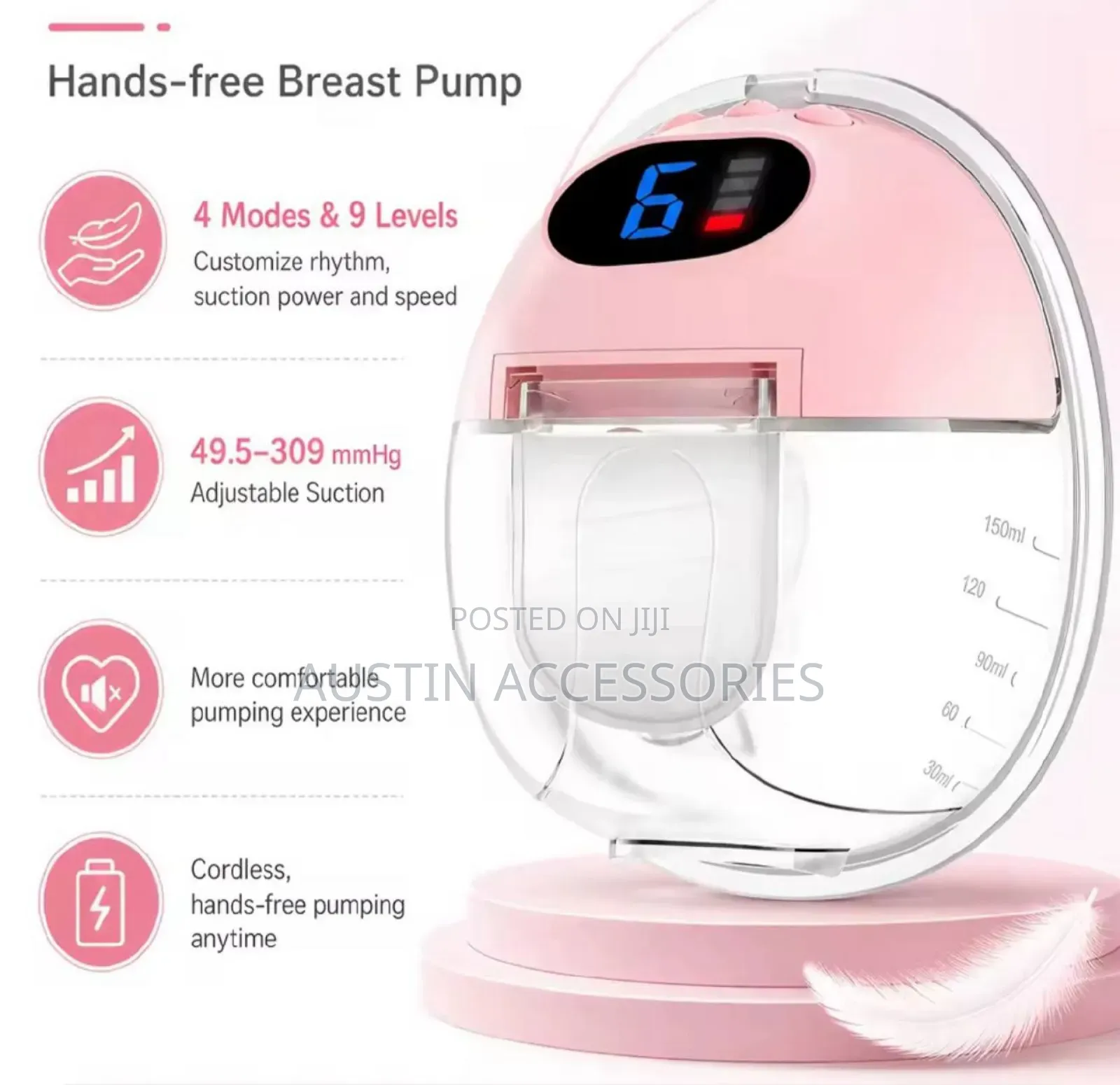 Wearable Wireless Hands Free Electric Breast Pump, BPA-Free