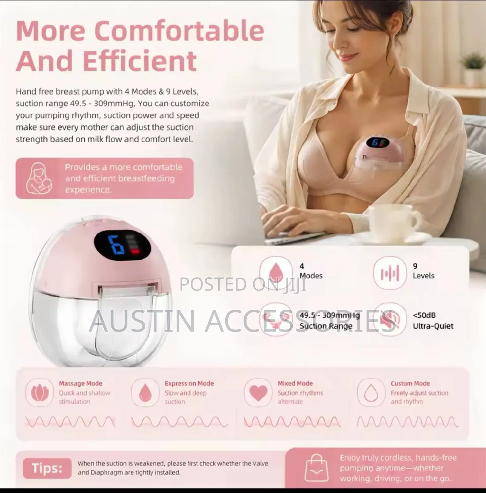 Wearable Wireless Hands Free Electric Breast Pump, BPA-Free