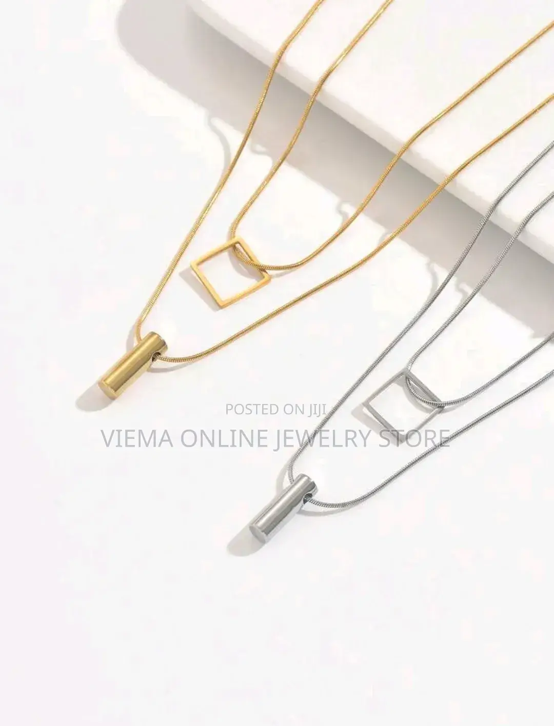 1pc Double Layer Stainless Steel Pendant Necklace